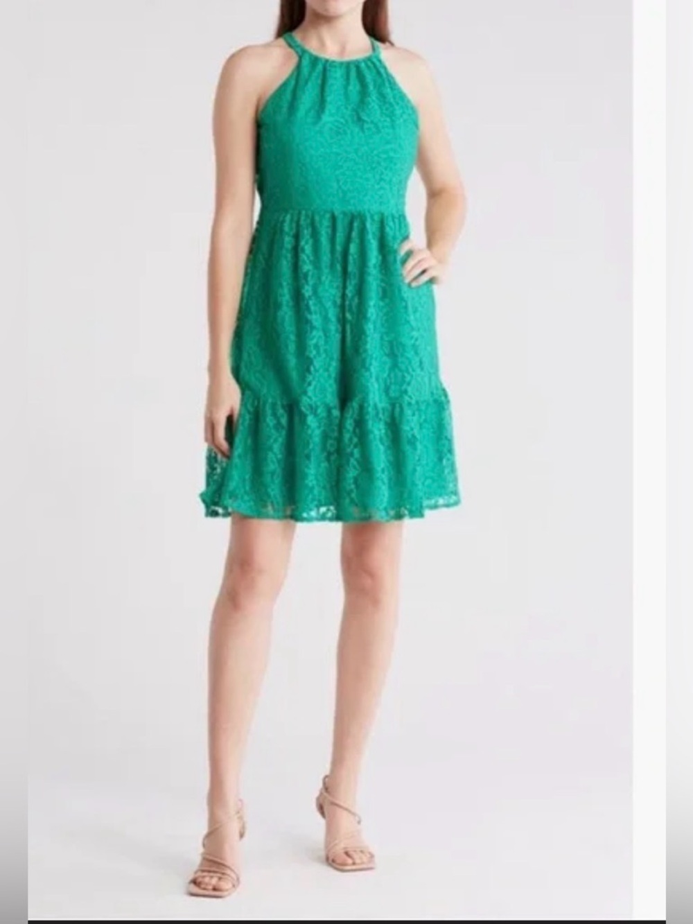 Vince Camuto Emerald Green Lace Halter Mini Dress